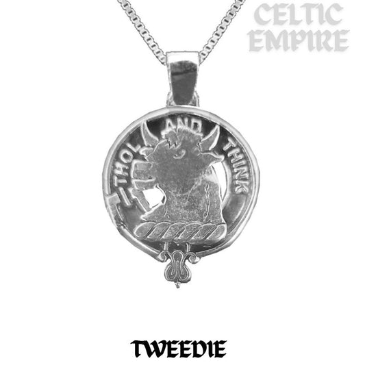 Tweedie Large 1" Scottish Family Clan Crest Pendant - Sterling Silver