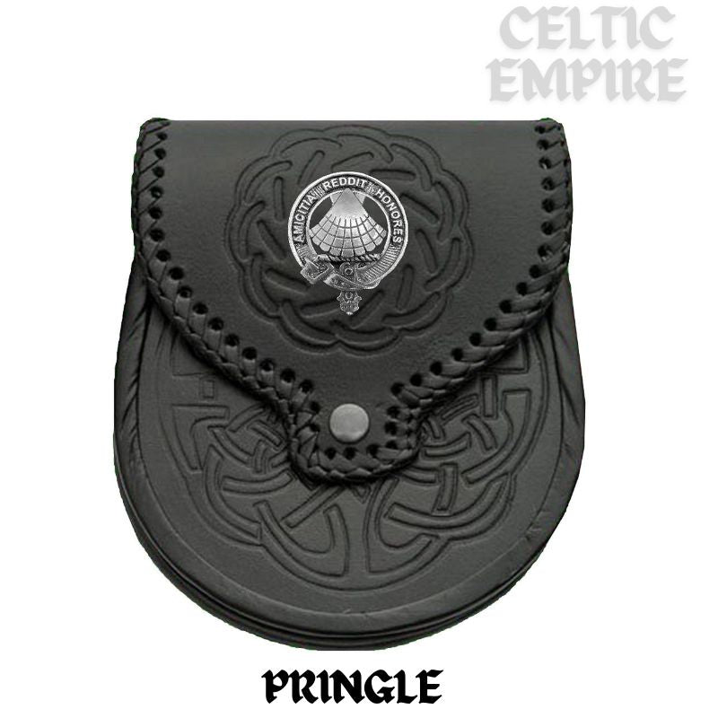 Pringle Scottish Family Clan Badge Sporran, Leather