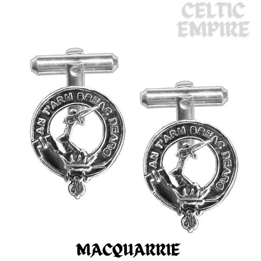 MacQuarrie Family Clan Crest Scottish Cufflinks; Pewter, Sterling Silver and Karat Gold