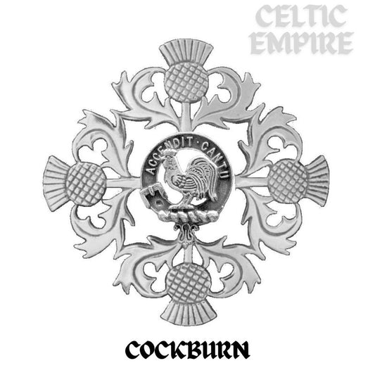 Cockburn Family Clan Crest Scottish Four Thistle Brooch