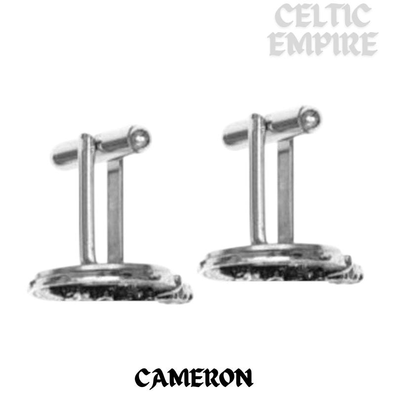 Cameron Family Clan Crest Scottish Cufflinks; Pewter, Sterling Silver and Karat Gold