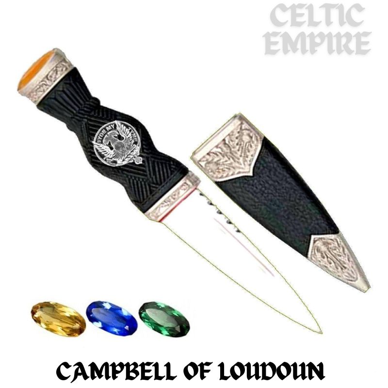 Campbell Loudoun Family Clan Crest Sgian Dubh, Scottish Knife