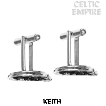 Keith Family Clan Crest Scottish Cufflinks; Pewter, Sterling Silver and Karat Gold