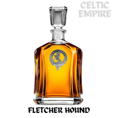 Fletcher (Hound) Family Clan Crest Badge Whiskey Decanter