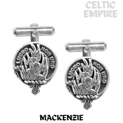 MacKenzie Family Clan Crest Scottish Cufflinks; Pewter, Sterling Silver and Karat Gold