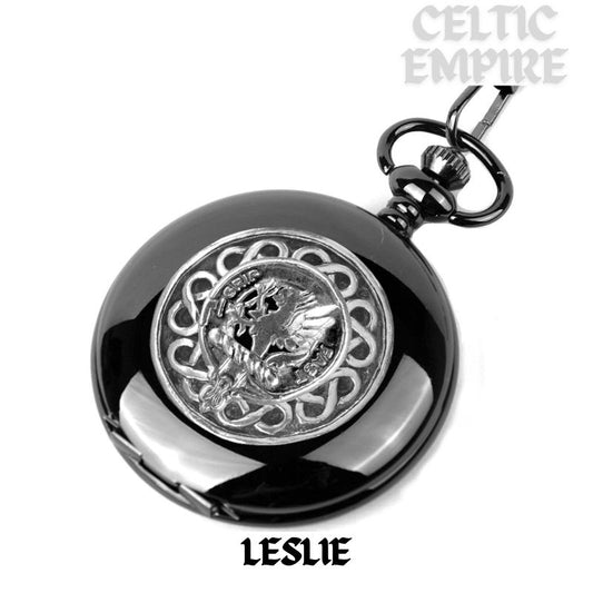 Leslie Scottish Family Clan Crest Pocket Watch