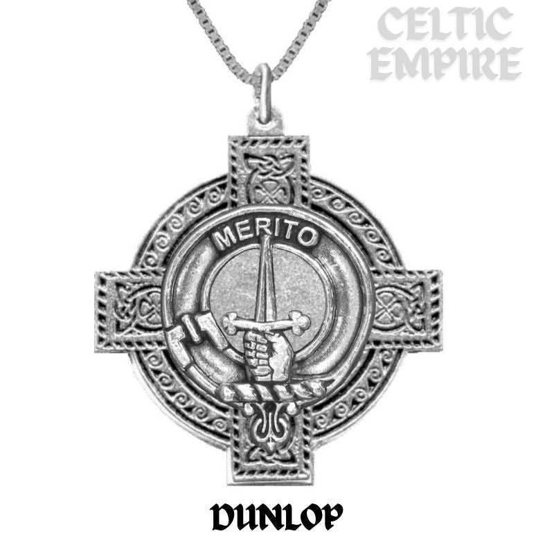 Dunlop Family Clan Crest Celtic Cross Pendant Scottish