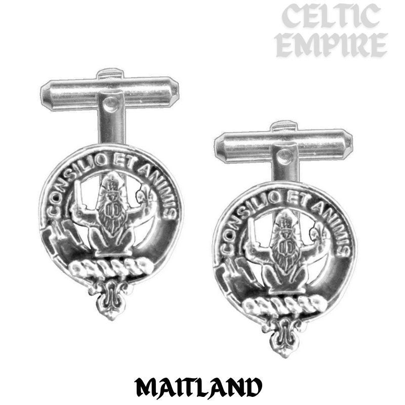 Maitland Family Clan Crest Scottish Cufflinks; Pewter, Sterling Silver and Karat Gold