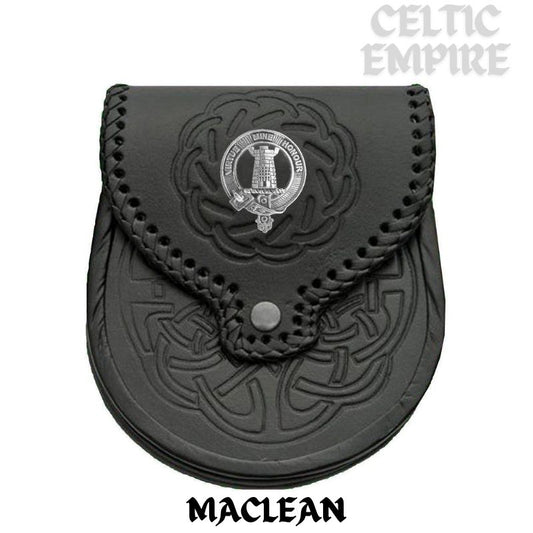 MacLean Scottish Family Clan Badge Sporran, Leather