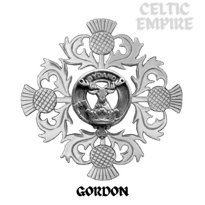 Gordon Family Clan Crest Scottish Four Thistle Brooch