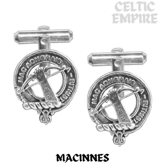 MacInnes Family Clan Crest Scottish Cufflinks; Pewter, Sterling Silver and Karat Gold