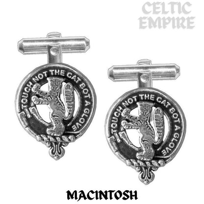 MacIntosh Family Clan Crest Scottish Cufflinks; Pewter, Sterling Silver and Karat Gold