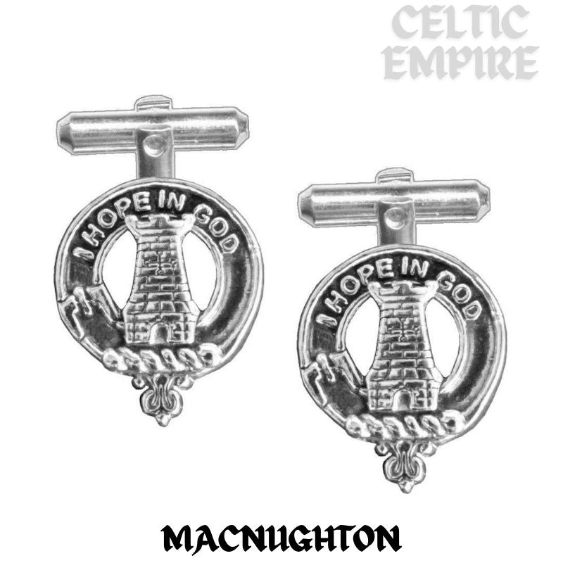 MacNaughton Family Clan Crest Scottish Cufflinks; Pewter, Sterling Silver and Karat Gold