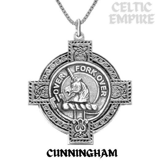 Cunningham Family Clan Crest Celtic Cross Pendant Scottish