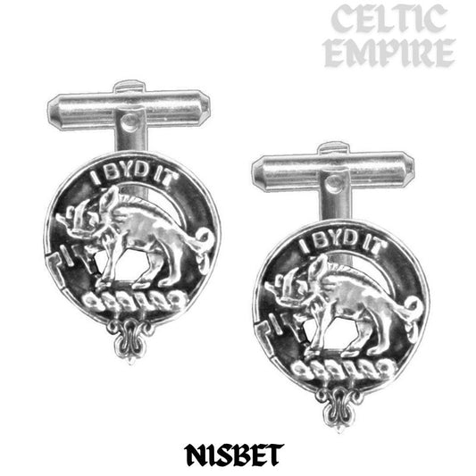 Nisbet Family Clan Crest Scottish Cufflinks; Pewter, Sterling Silver and Karat Gold