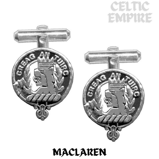 MacLaren Family Clan Crest Scottish Cufflinks; Pewter, Sterling Silver and Karat Gold