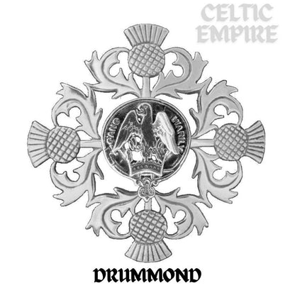 Drummond Family Clan Crest Scottish Four Thistle Brooch