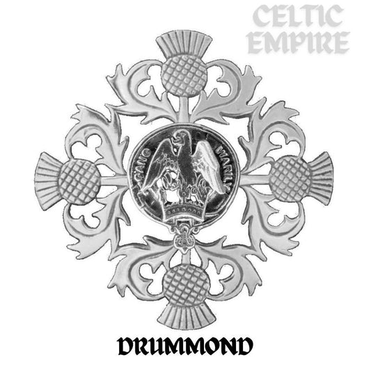 Drummond Family Clan Crest Scottish Four Thistle Brooch