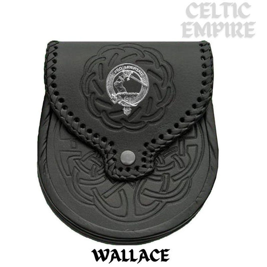 Wallace Scottish Family Clan Badge Sporran, Leather