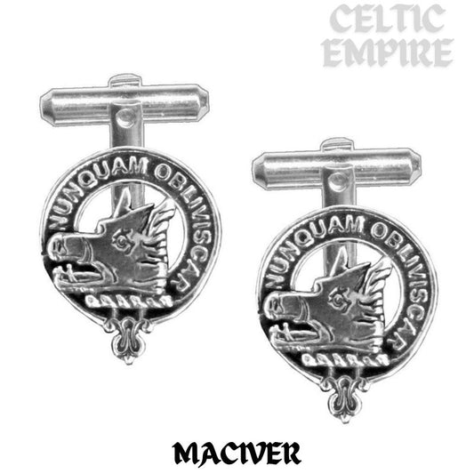 MacIver Family Clan Crest Scottish Cufflinks; Pewter, Sterling Silver and Karat Gold