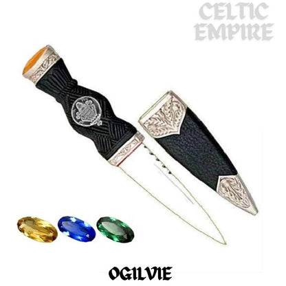 Ogilvie Family Clan Crest Sgian Dubh, Scottish Knife