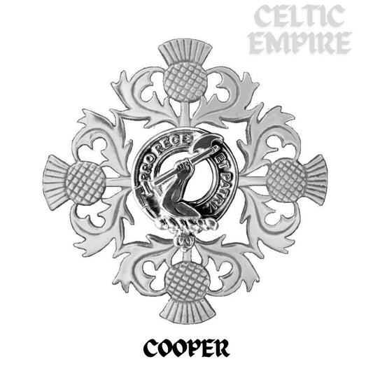 Cooper Family Clan Crest Scottish Four Thistle Brooch