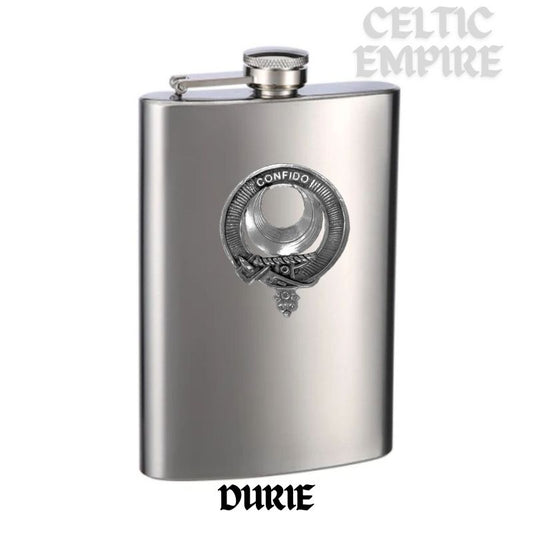 Durie Family Clan Crest Scottish Badge Stainless Steel Flask 8oz