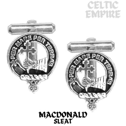 MacDonald (Sleat) Family Clan Crest Scottish Cufflinks; Pewter, Sterling Silver and Karat Gold