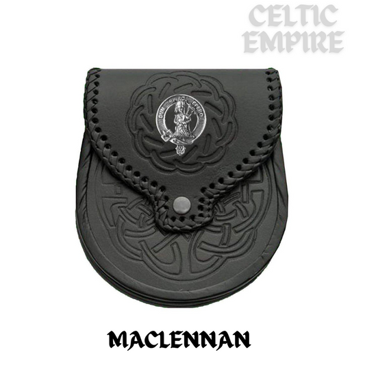 MacLennan Scottish Family Clan Badge Sporran, Leather