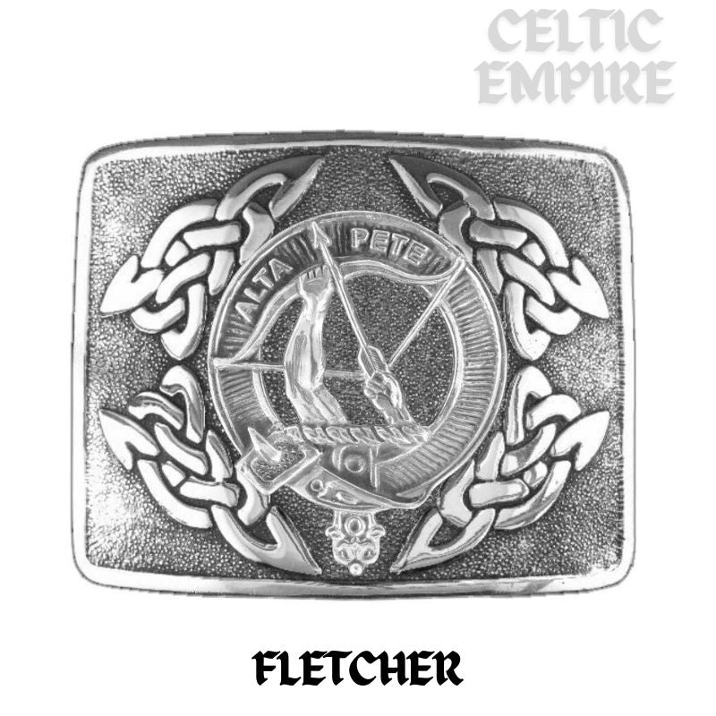 Fletcher Family Clan Crest Interlace Kilt Belt Buckle