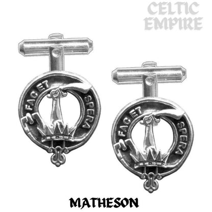 Matheson Family Clan Crest Scottish Cufflinks; Pewter, Sterling Silver and Karat Gold