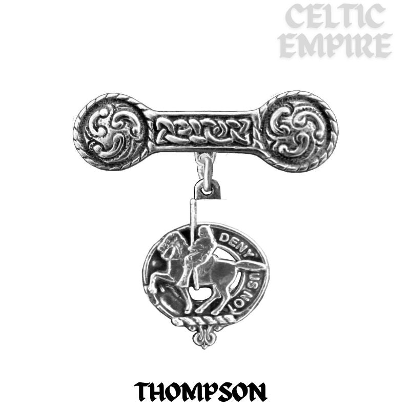 Thompson Family Clan Crest Iona Bar Brooch - Sterling Silver