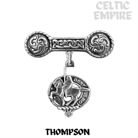 Thompson Family Clan Crest Iona Bar Brooch - Sterling Silver