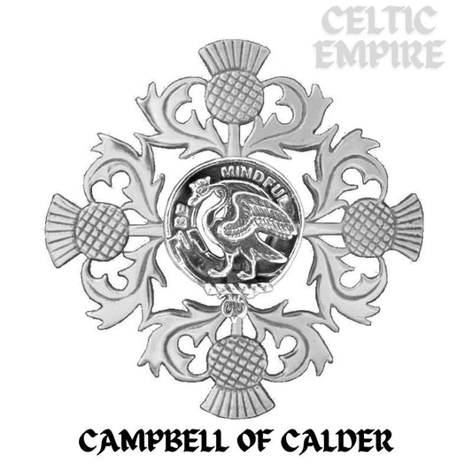 Campbell Calder Family Clan Crest Scottish Four Thistle Brooch