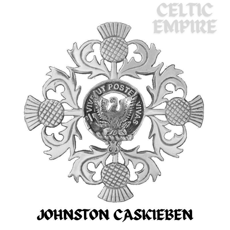 Johnston (Caskieben) Family Clan Crest Scottish Four Thistle Brooch