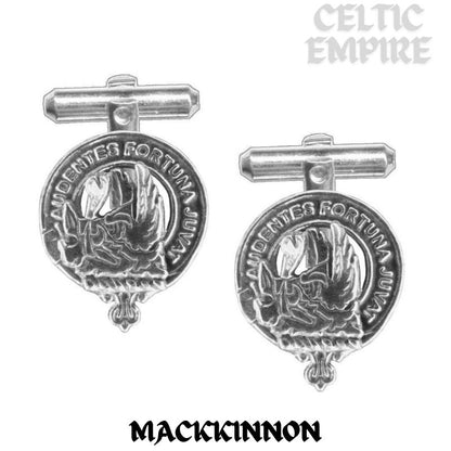 MacKinnon Family Clan Crest Scottish Cufflinks; Pewter, Sterling Silver and Karat Gold