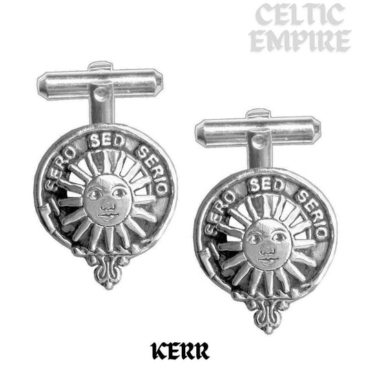 Kerr Family Clan Crest Scottish Cufflinks; Pewter, Sterling Silver and Karat Gold