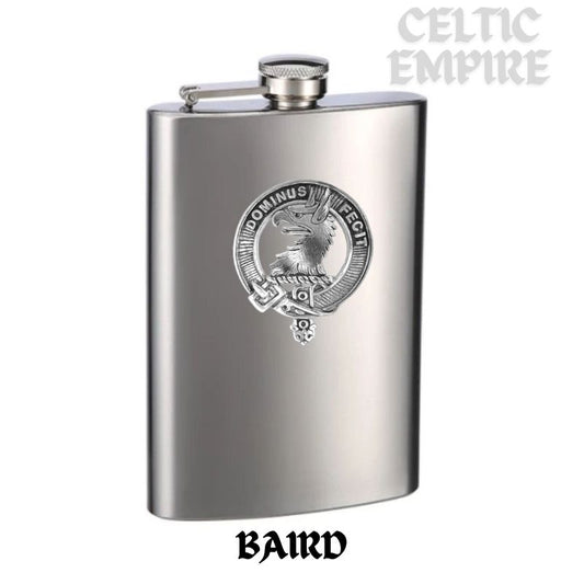 Baird Family Clan Crest Scottish Badge Stainless Steel Flask 8oz