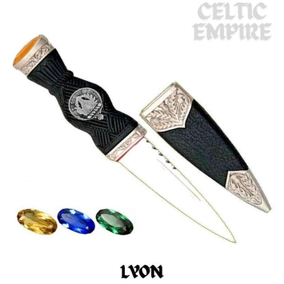 Lyon Family Clan Crest Sgian Dubh, Scottish Knife