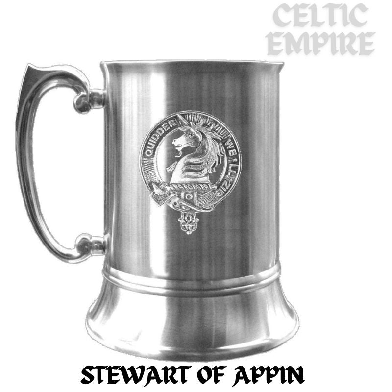 Stewart (Appin) Scottish Family Clan Crest Badge Tankard