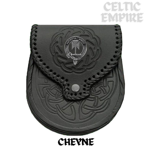 Cheyne Scottish Family Clan Badge Sporran, Leather