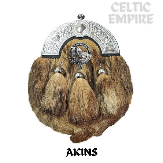 Akins Scottish Family Clan Crest Badge Dress Fur Sporran