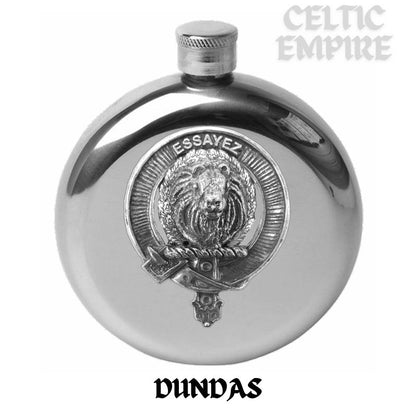 Dundas Round Family Clan Crest Scottish Badge Flask