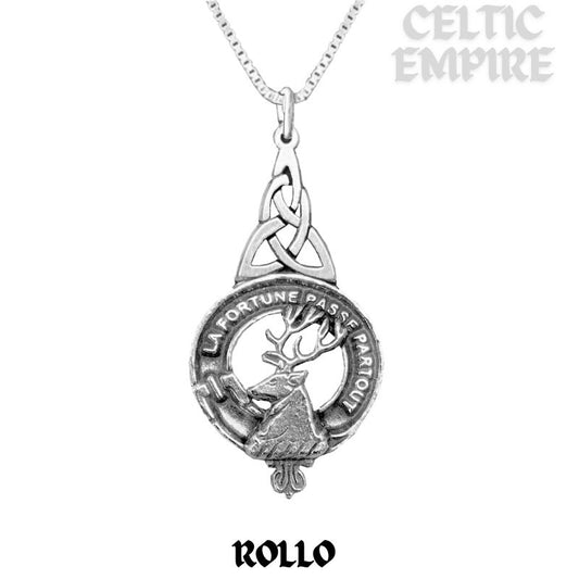 Rollo Family Clan Crest Interlace Drop Pendant