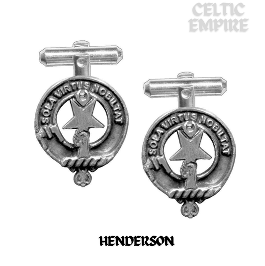 Henderson Family Clan Crest Scottish Cufflinks; Pewter, Sterling Silver and Karat Gold