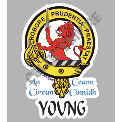 Young Family Clan Crest Decal | Custom Scottish Heritage Car & Laptop Stickers