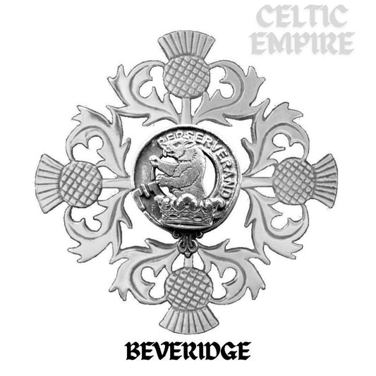 Beveridge Family Clan Crest Scottish Four Thistle Brooch