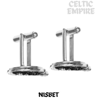 Nisbet Family Clan Crest Scottish Cufflinks; Pewter, Sterling Silver and Karat Gold