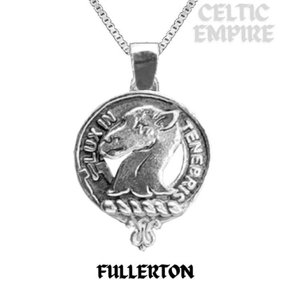 Fullerton Large 1" Scottish Family Clan Crest Pendant - Sterling Silver