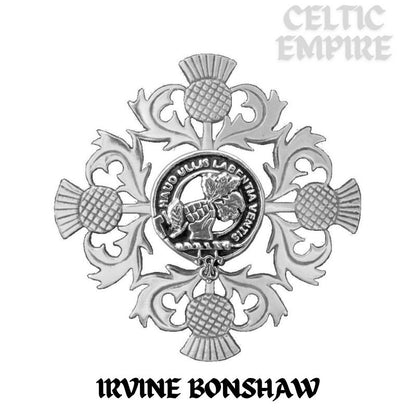 Irvine (Bonshaw) Family Clan Crest Scottish Four Thistle Brooch